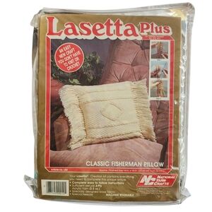 Lasetta Plus Classic Fisherman Pillow Kit 14x14 National Yarn Crafts Vintage 80s
